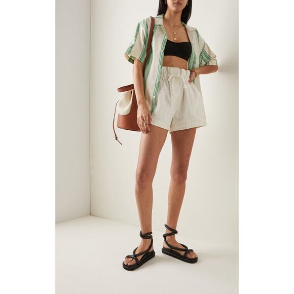 MARRAKSHI LIFE Oversized Striped Cotton Camp-Collar Shirt Green - XS - Picture 5 of 5